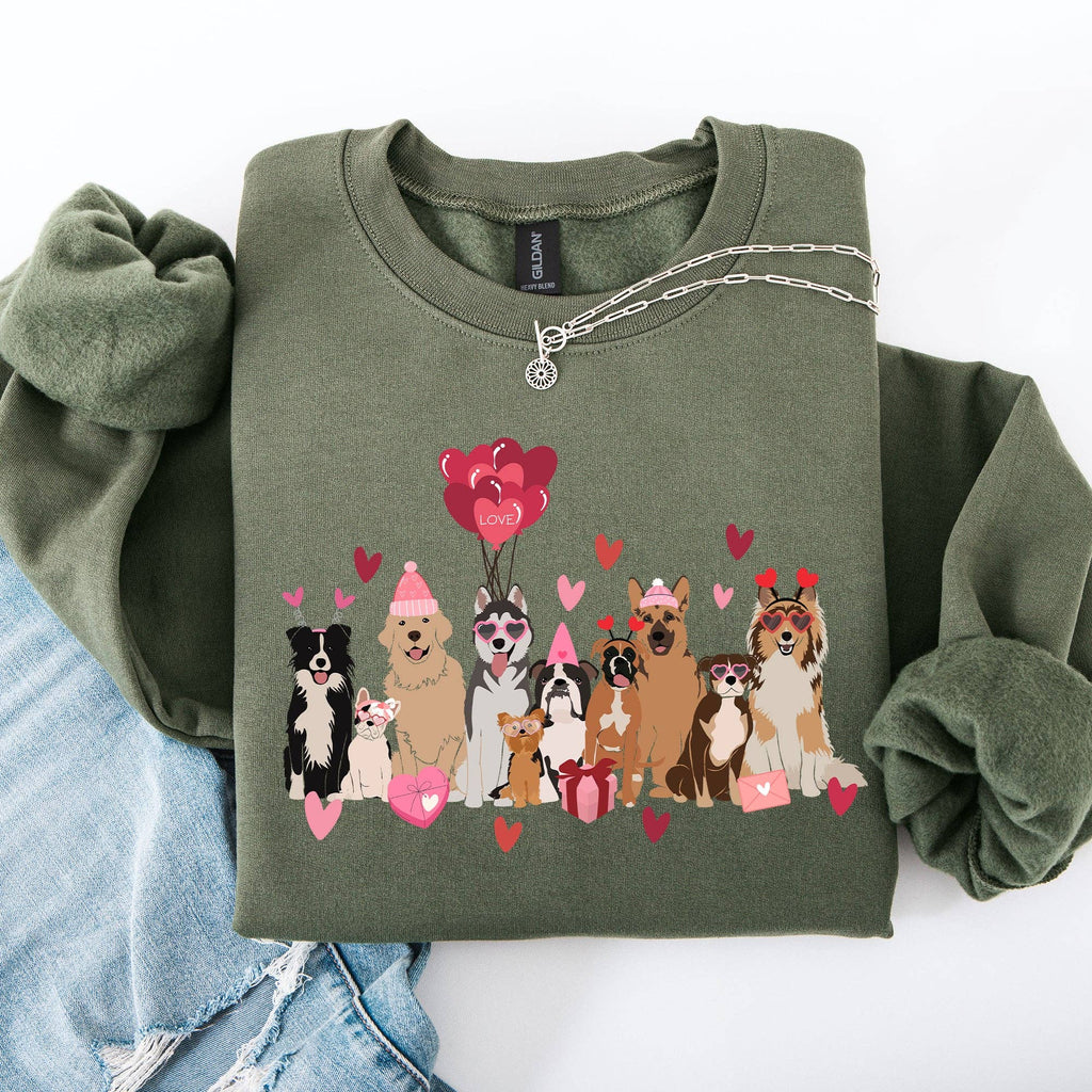 Valentine's Dogs, Balloons, Animal Lover, Hearts - Adult & Kids T-Shirts, Sweatshirts & Hoodies apparel design preview 1