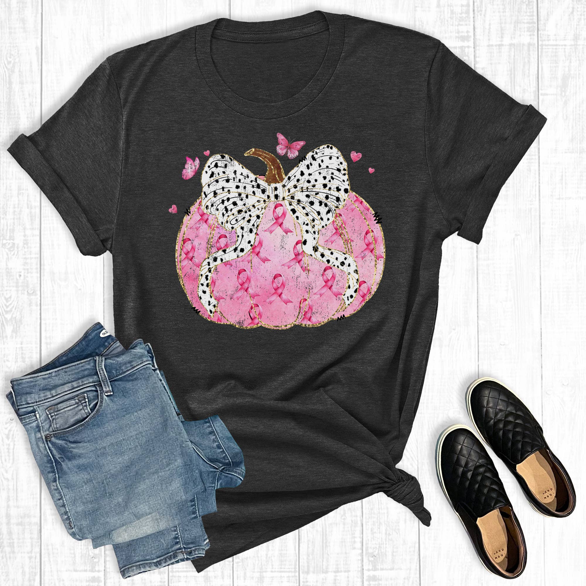 Fall Breast Cancer Awareness Pumpkin Graphic - Adult & Kids T-Shirts, Sweatshirts & Hoodies apparel design preview 1