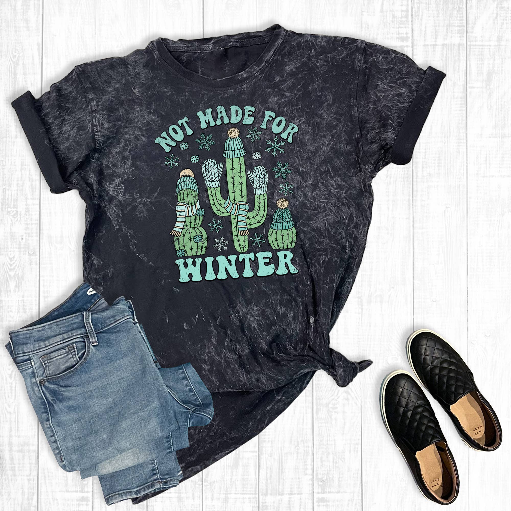Cactus Not Made For Winter Mineral Wash Graphic - Adult & Kids T-Shirts, Sweatshirts & Hoodies apparel design preview 1