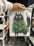 Black Cat Christmas Tree On Ash Gray - Adult & Kids T-Shirts, Sweatshirts & Hoodies apparel design preview 1