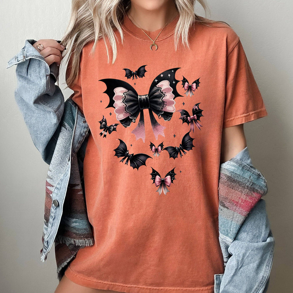 Flying Bats, Bow, Ribbon, Ghost, Western, Halloween - Adult & Kids T-Shirts, Sweatshirts & Hoodies apparel design preview 1