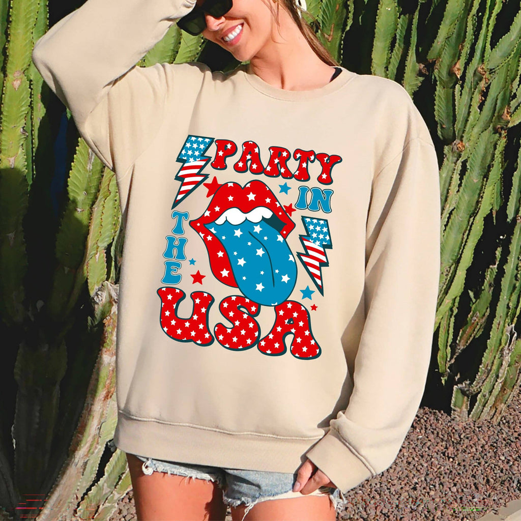 Retro Party in the USA, Tongue 4th of July - Adult & Kids T-Shirts, Sweatshirts & Hoodies apparel design preview 1