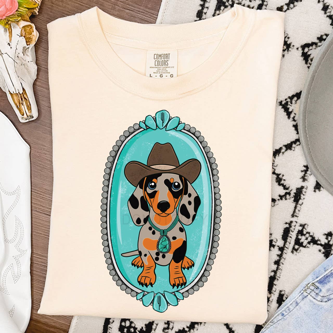 Western Dachshund - Adult & Kids T-Shirts, Sweatshirts & Hoodies apparel design preview 1