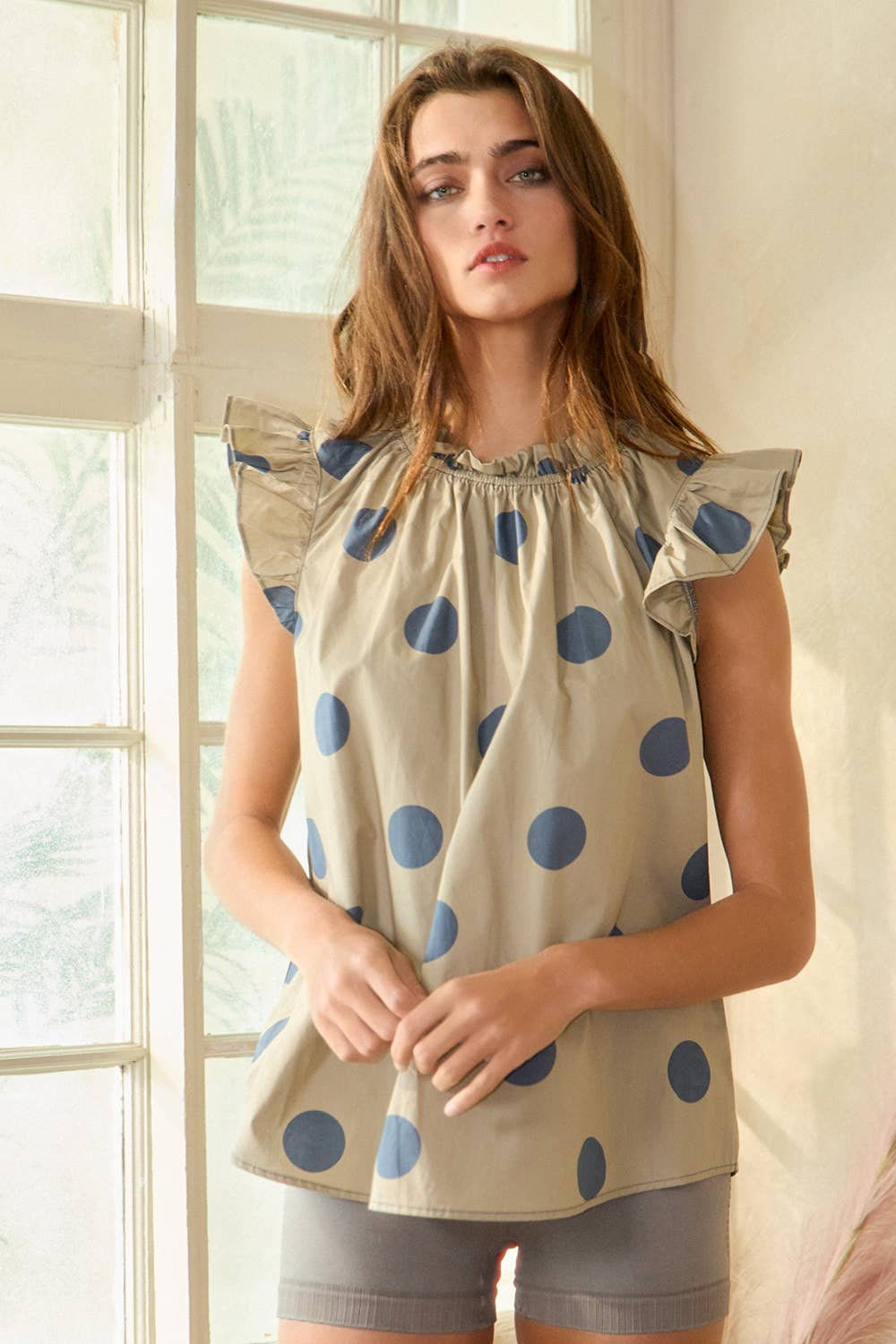IT1524 Ruffle Neck and Shoulder Polka Dot Print - Adult & Kids T-Shirts, Sweatshirts & Hoodies apparel design preview 1