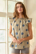 IT1524 Ruffle Neck and Shoulder Polka Dot Print - Adult & Kids T-Shirts, Sweatshirts & Hoodies apparel design preview 1