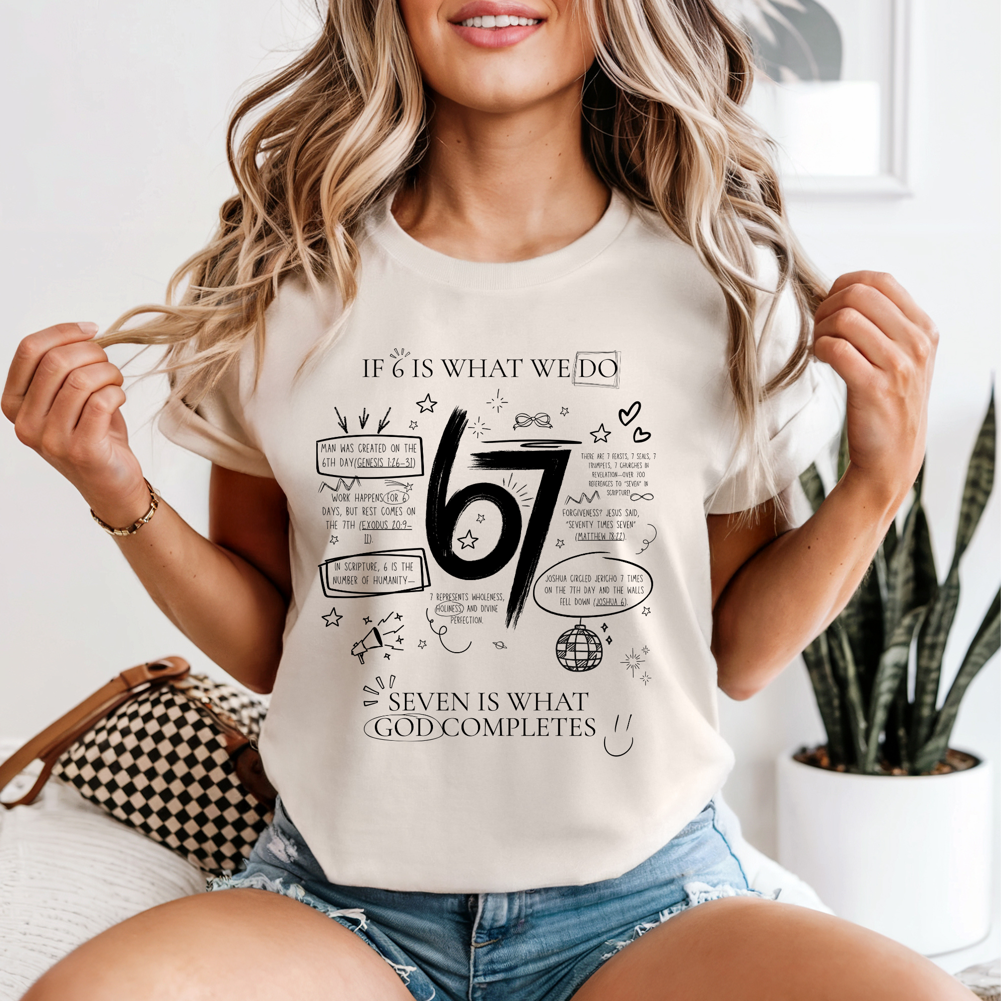 If 6 Is What We Can Do, 7 God Completes Cc Ivory - Adult & Kids T-Shirts, Sweatshirts & Hoodies apparel design preview 1
