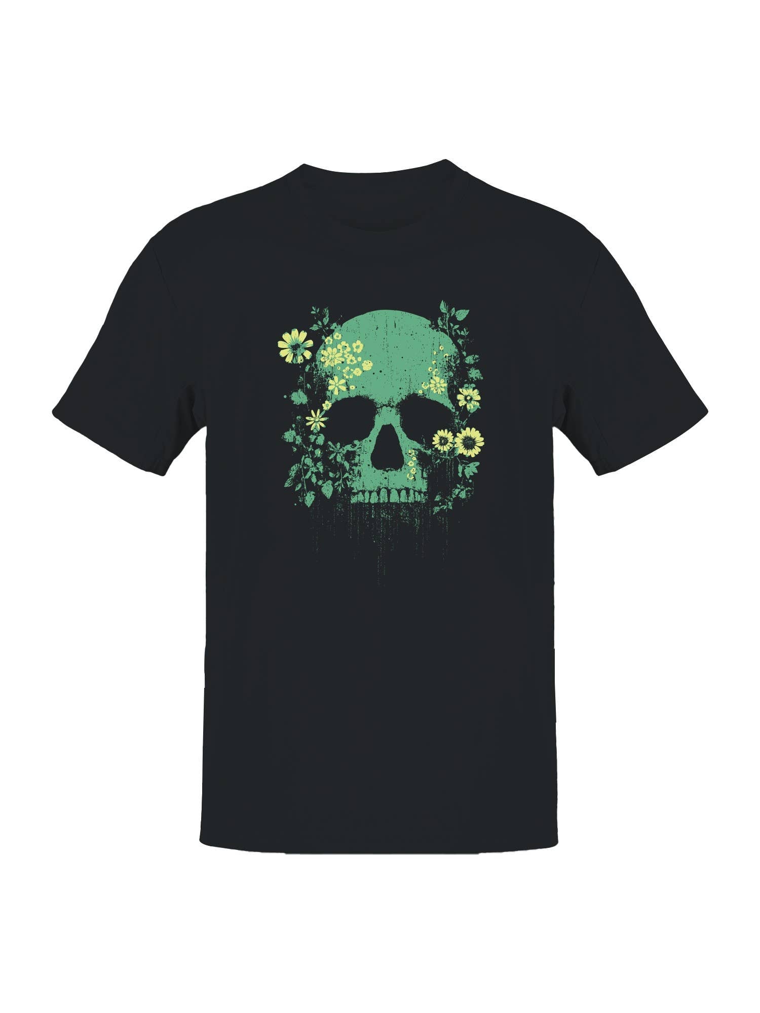 Floral Skull Grunge Art Men's - Adult & Kids T-Shirts, Sweatshirts & Hoodies apparel design preview 1