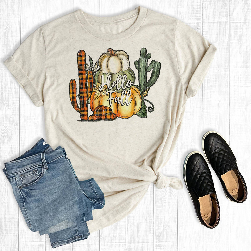 Hello Fall Pumpkin Cactus - Adult & Kids T-Shirts, Sweatshirts & Hoodies apparel design preview 1