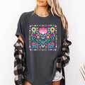 Folk Art Flowers, Summer Floral Retro Comfort Colors - Adult & Kids T-Shirts, Sweatshirts & Hoodies apparel design preview 1