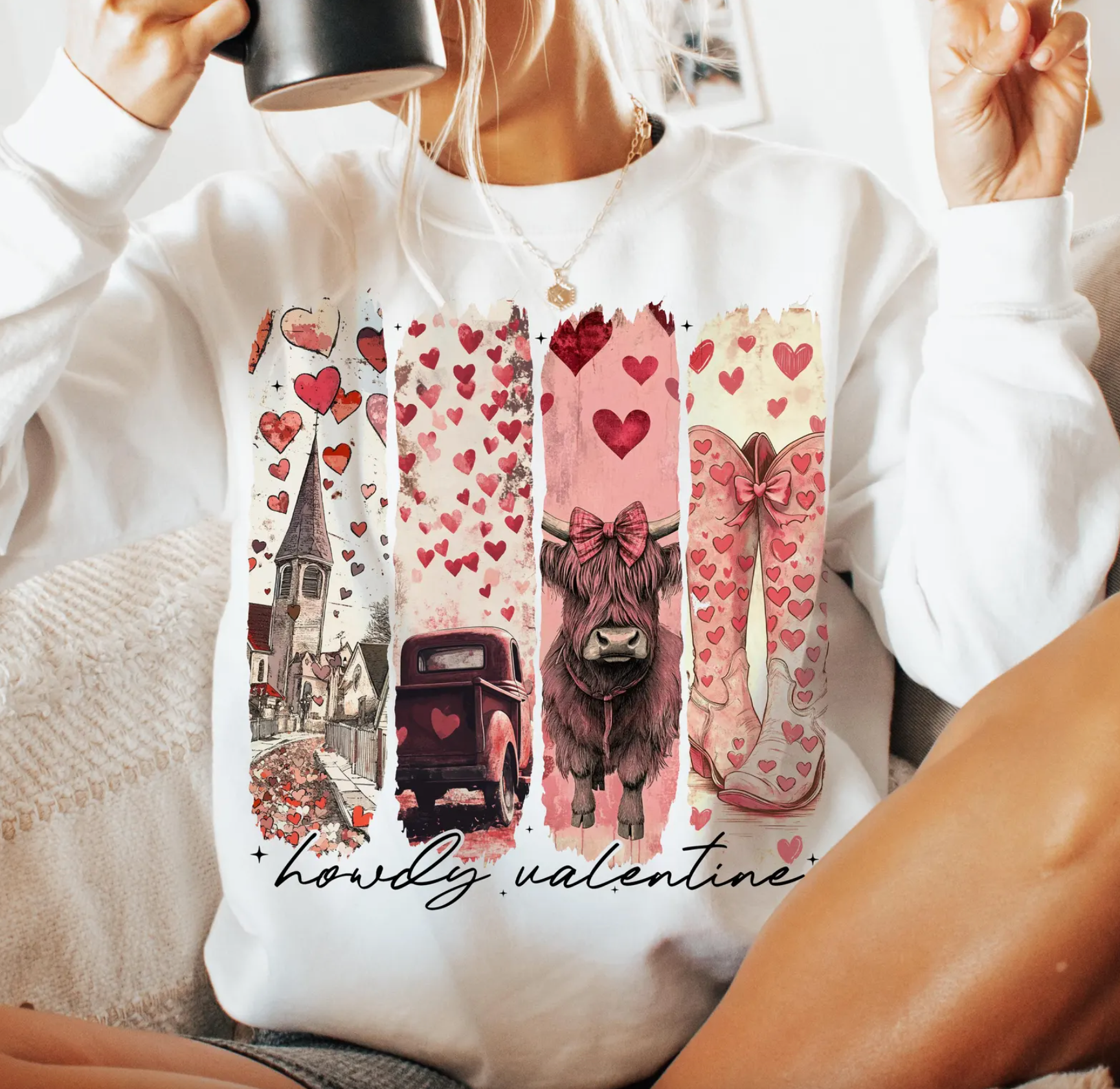 Howdy Valentine Coquette or - Adult & Kids T-Shirts, Sweatshirts & Hoodies apparel design preview 1