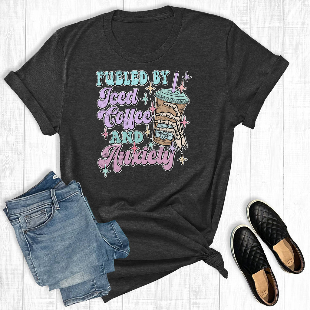 Fueled By Iced Coffee and Anxiety Graphic - Adult & Kids T-Shirts, Sweatshirts & Hoodies apparel design preview 1