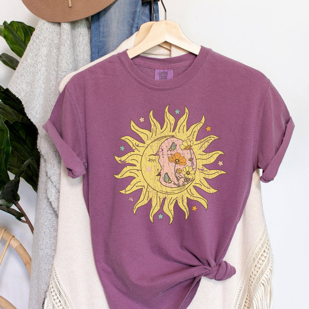 Sun Moon Boho Floral Celestial - Adult & Kids T-Shirts, Sweatshirts & Hoodies apparel design preview 1