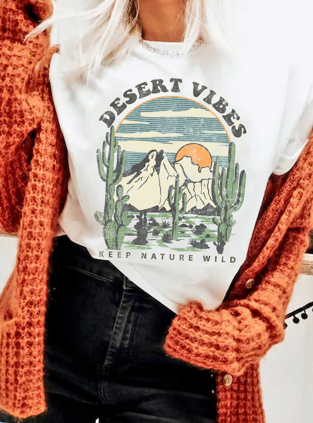 Desert Vibes Cactus Graphic - Adult & Kids T-Shirts, Sweatshirts & Hoodies apparel design preview 1