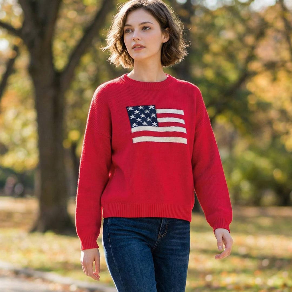0225 American Flag Crew Neck Sweater SI-28851 - Adult & Kids T-Shirts, Sweatshirts & Hoodies apparel design preview 1