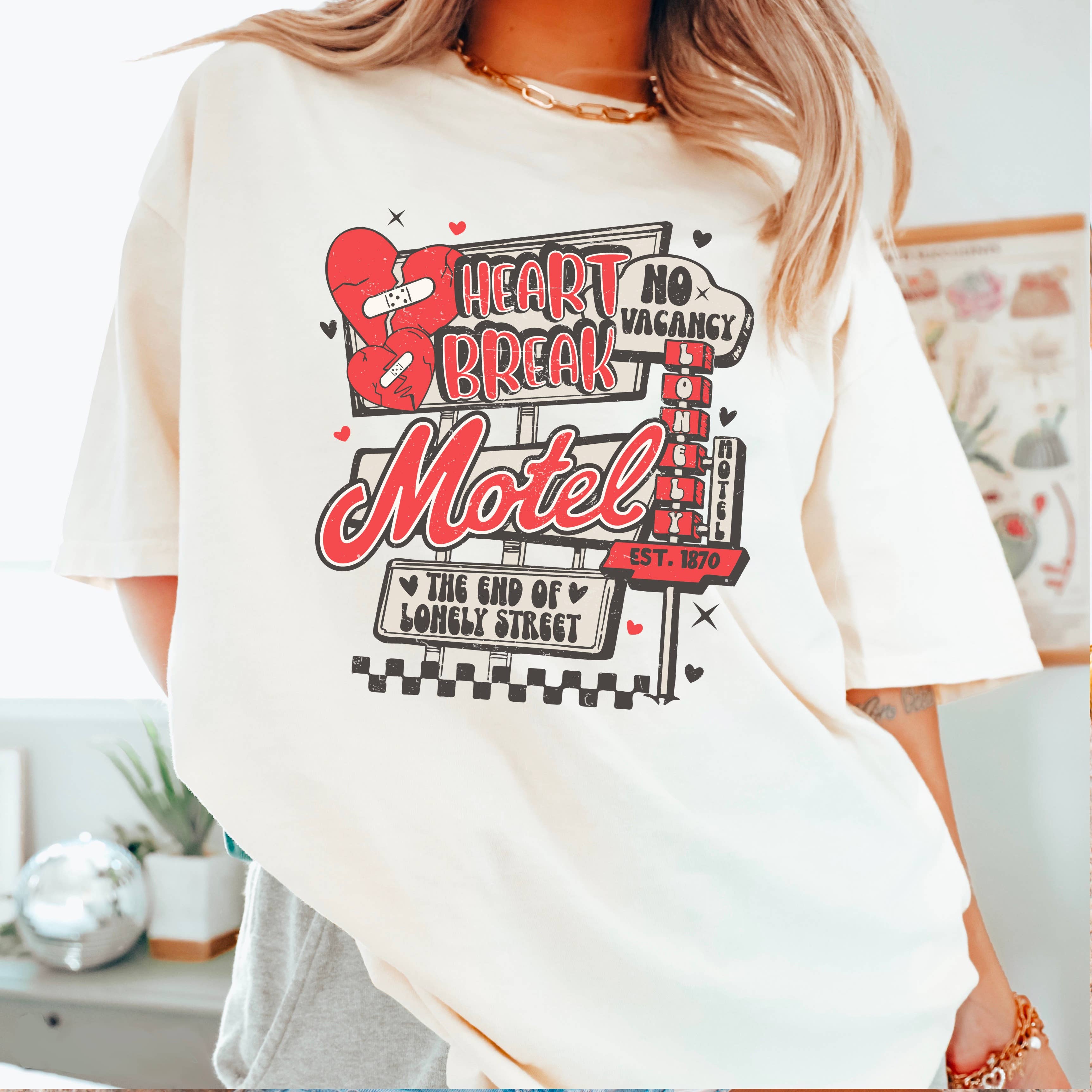Heart Break Motel Valentine'S Day Comfort Colors - Adult & Kids T-Shirts, Sweatshirts & Hoodies apparel design preview 1