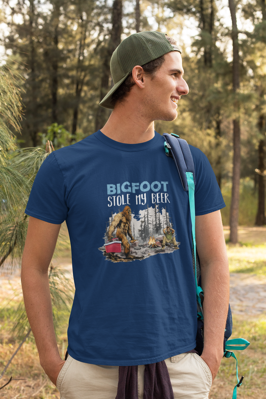 Bigfoot Stole My Beer (Navy Blue) - Adult & Kids T-Shirts, Sweatshirts & Hoodies apparel design preview 1