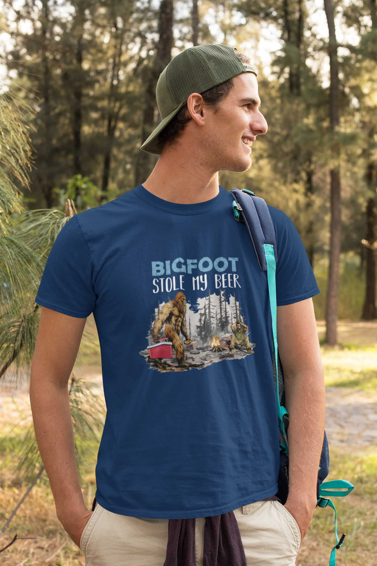 Bigfoot Stole My Beer (Navy Blue) - Adult & Kids T-Shirts, Sweatshirts & Hoodies apparel design preview 1