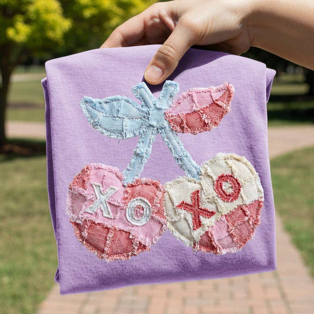 Faux Fabric Xoxo Cherries - Adult & Kids T-Shirts, Sweatshirts & Hoodies apparel design preview 1