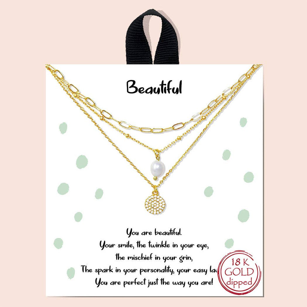Gold-Dipped Layered Pearl Necklace Triple Chain - Adult & Kids T-Shirts, Sweatshirts & Hoodies apparel design preview 1