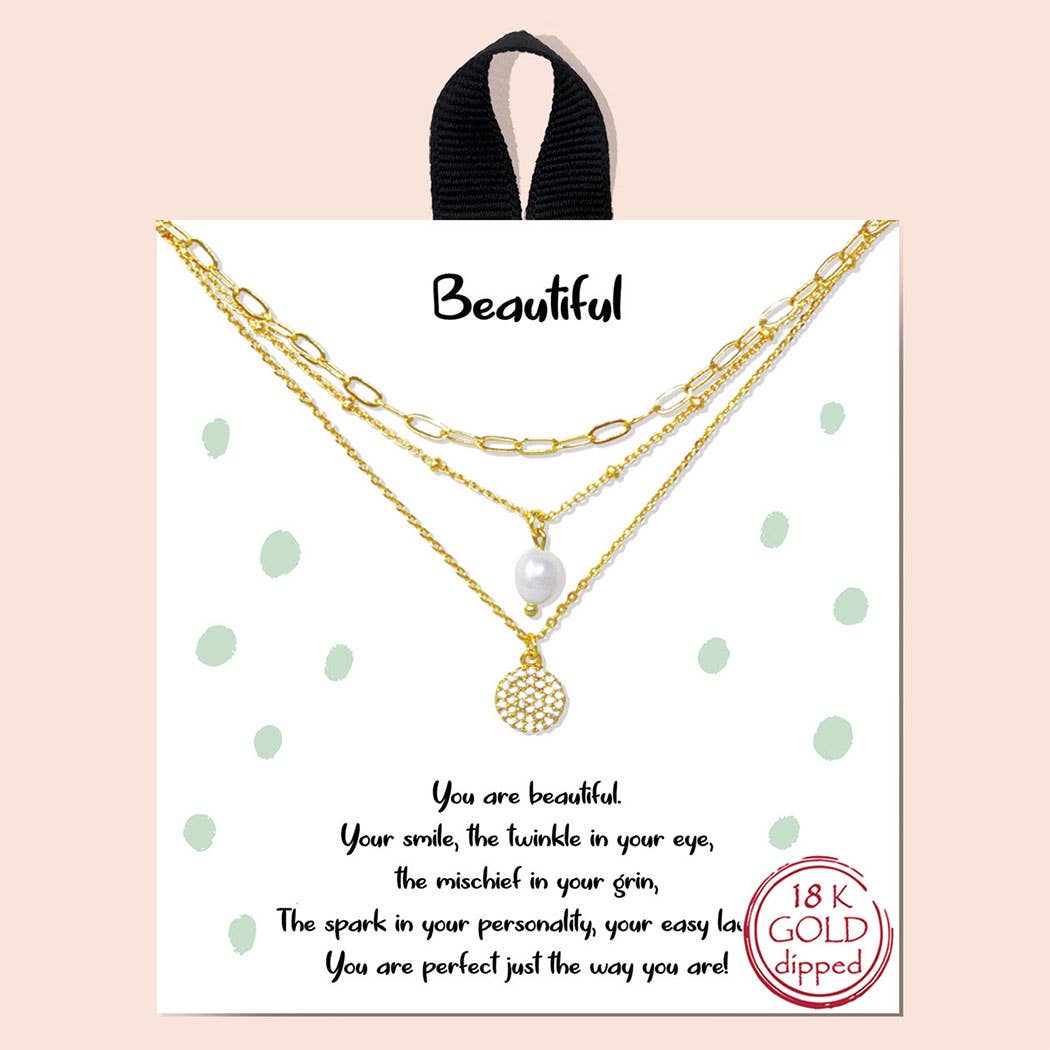 Gold-Dipped Layered Pearl Necklace Triple Chain - Adult & Kids T-Shirts, Sweatshirts & Hoodies apparel design preview 1