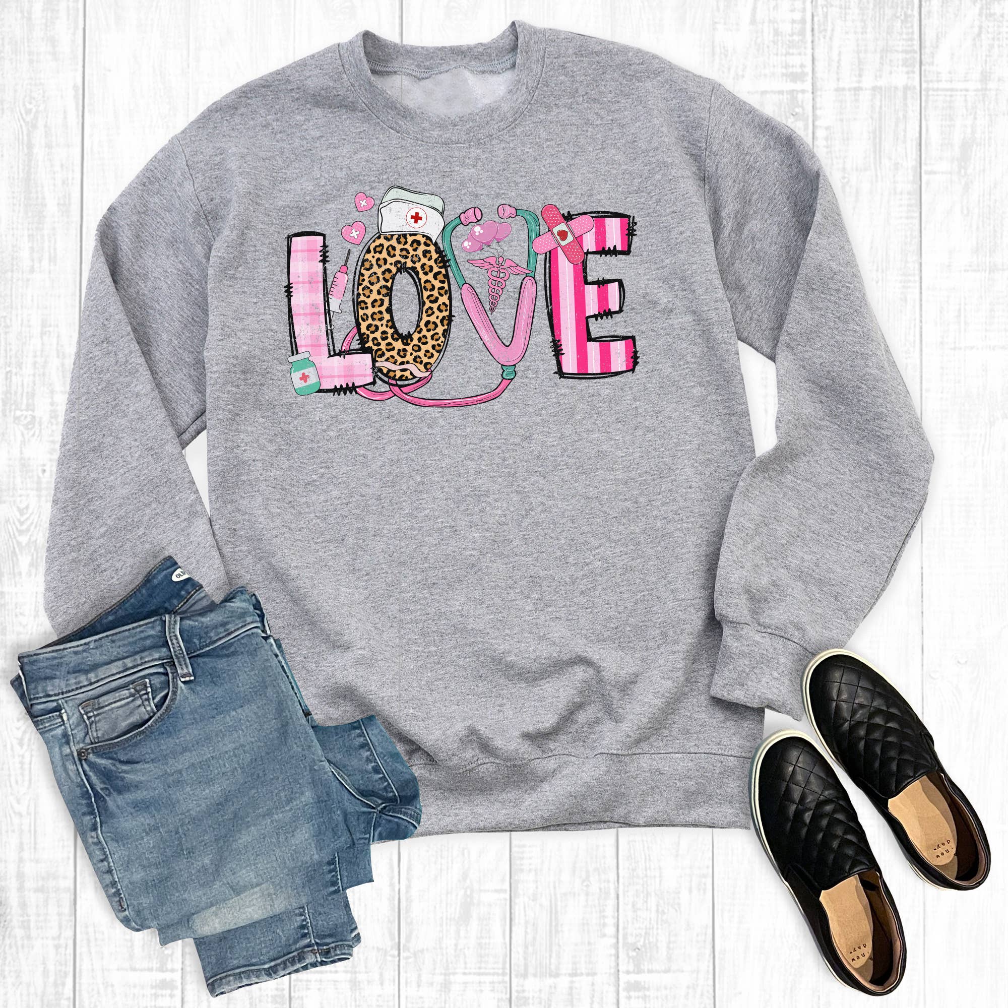 Valentine's Day Love Nurse - Adult & Kids T-Shirts, Sweatshirts & Hoodies apparel design preview 1