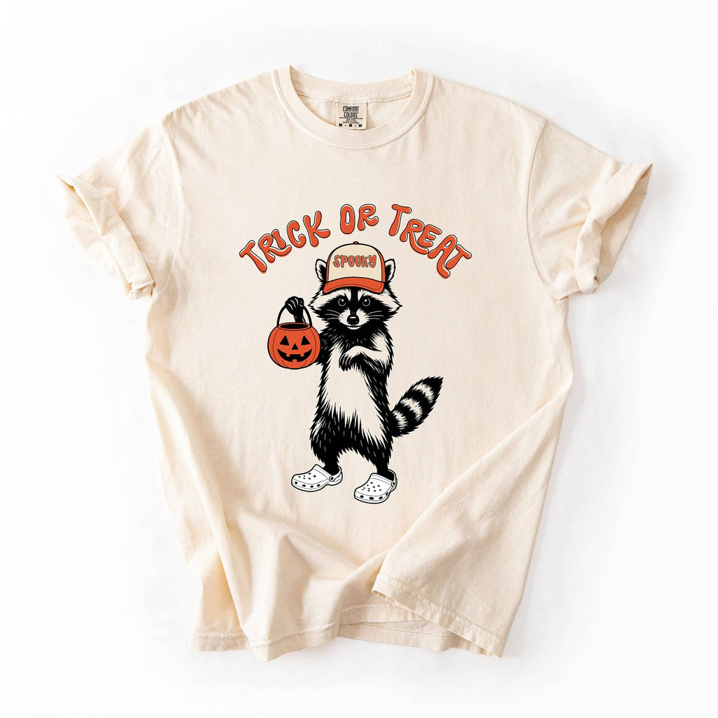 Trick or Treat Feral Raccoon Halloween Comfort Color - Adult & Kids T-Shirts, Sweatshirts & Hoodies apparel design preview 1