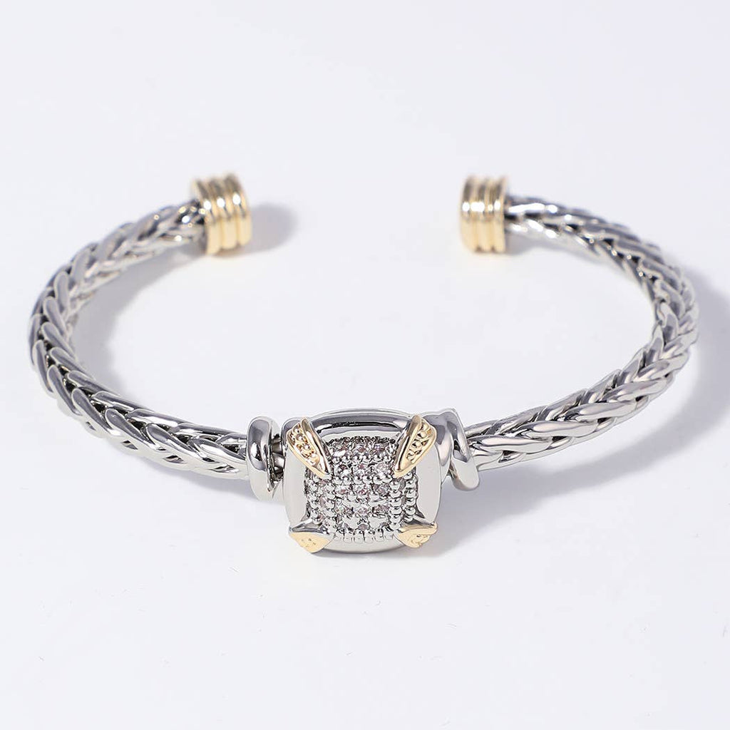 Tow-Tone Square Cz Braided Cuff Bangle Bracelet - Adult & Kids T-Shirts, Sweatshirts & Hoodies apparel design preview 1