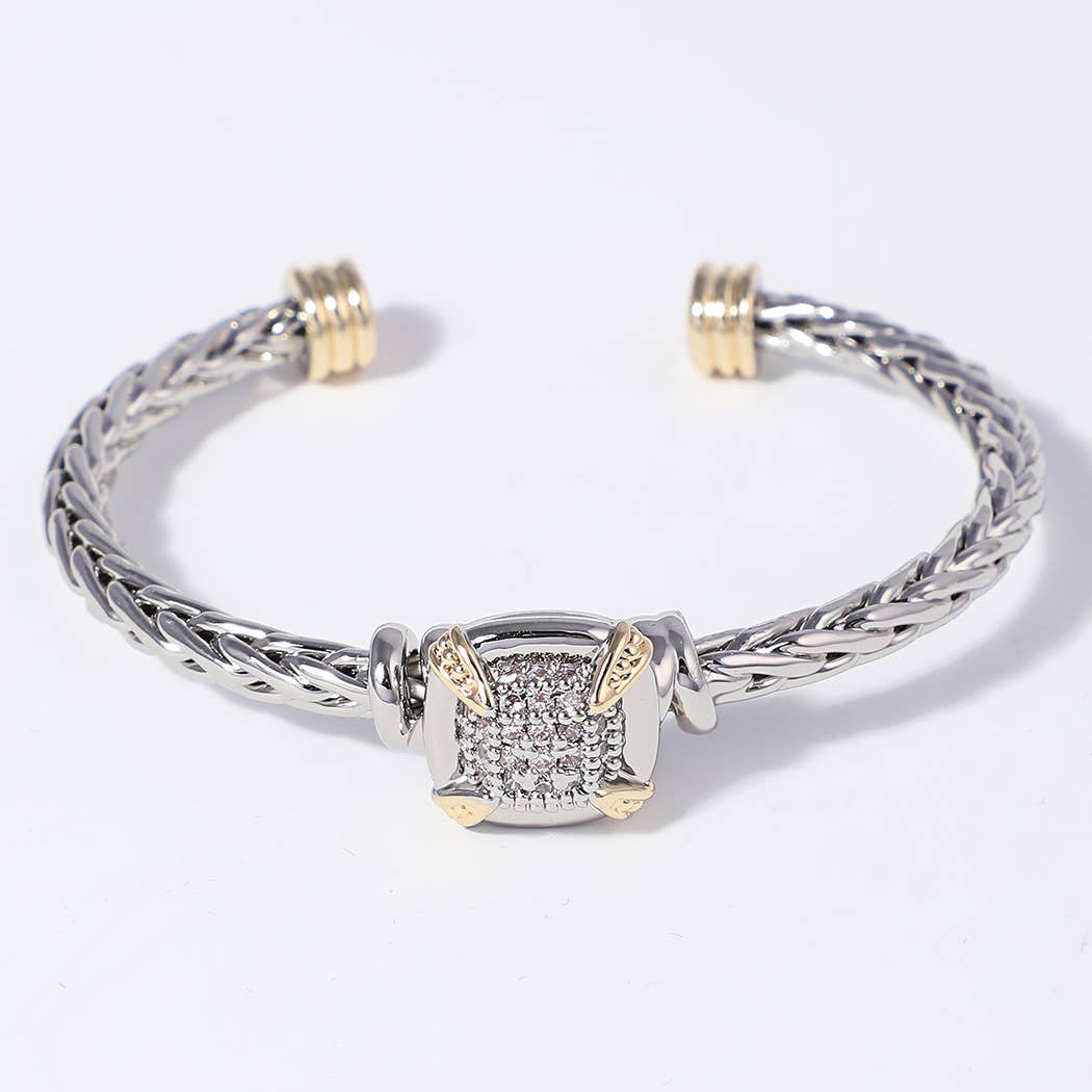 Tow-Tone Square Cz Braided Cuff Bangle Bracelet - Adult & Kids T-Shirts, Sweatshirts & Hoodies apparel design preview 1