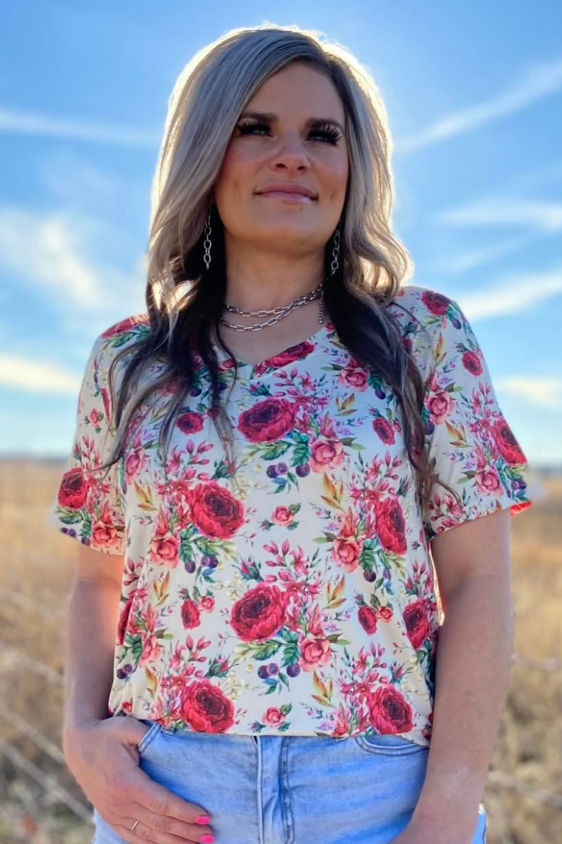 Porcelain Petals V-Neck Top - Adult & Kids T-Shirts, Sweatshirts & Hoodies apparel design preview 1