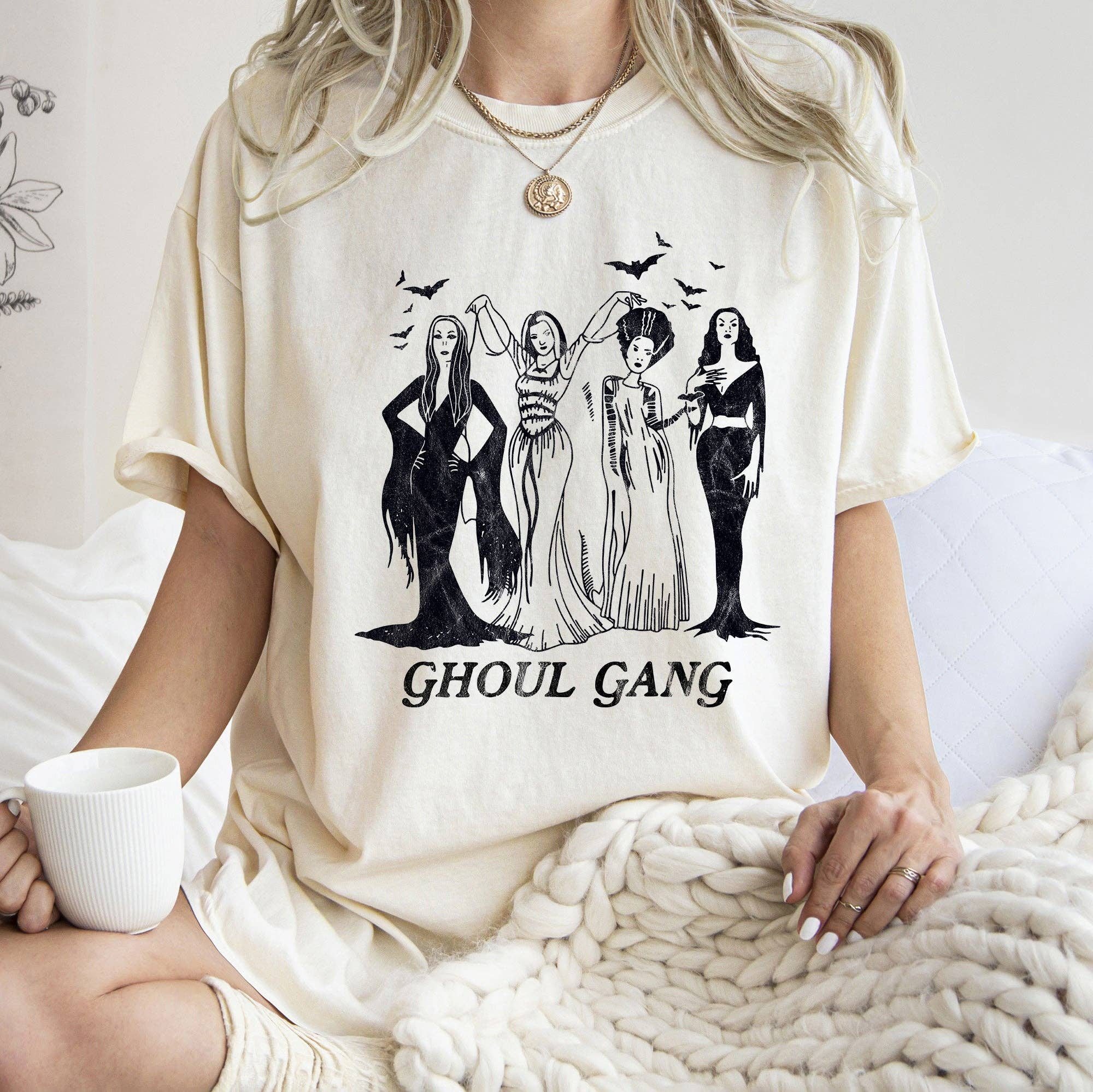 Ghoul Gang Retro Halloween Black Print - Adult & Kids T-Shirts, Sweatshirts & Hoodies apparel design preview 1