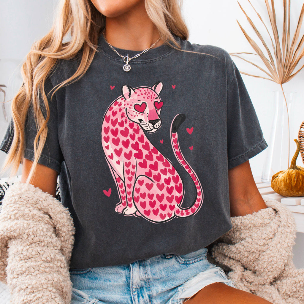 Leopard Hearts Valentine'S Day Comfort Colors - Adult & Kids T-Shirts, Sweatshirts & Hoodies apparel design preview 1