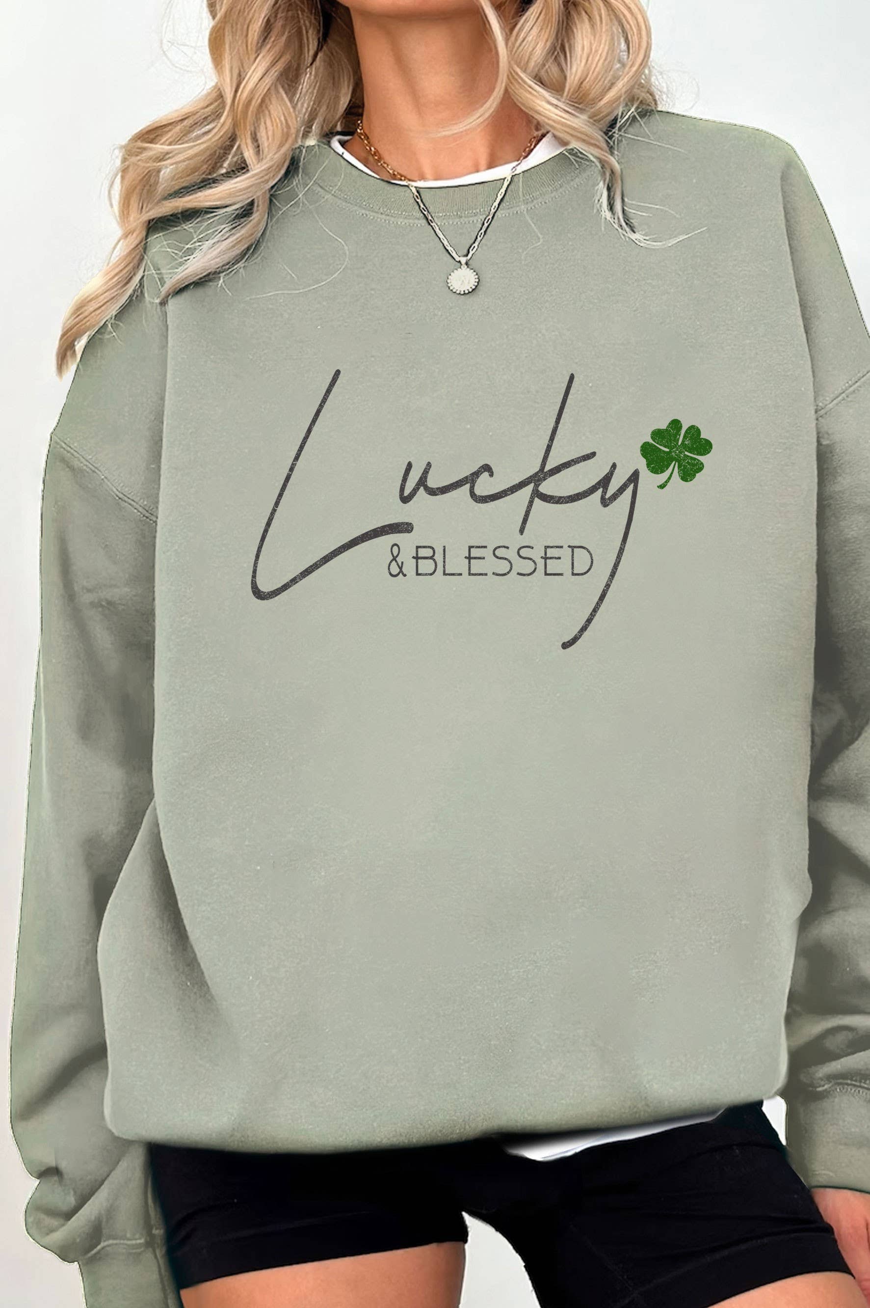 Lucky Blessed Graphic Brushed - Adult & Kids T-Shirts, Sweatshirts & Hoodies apparel design preview 1