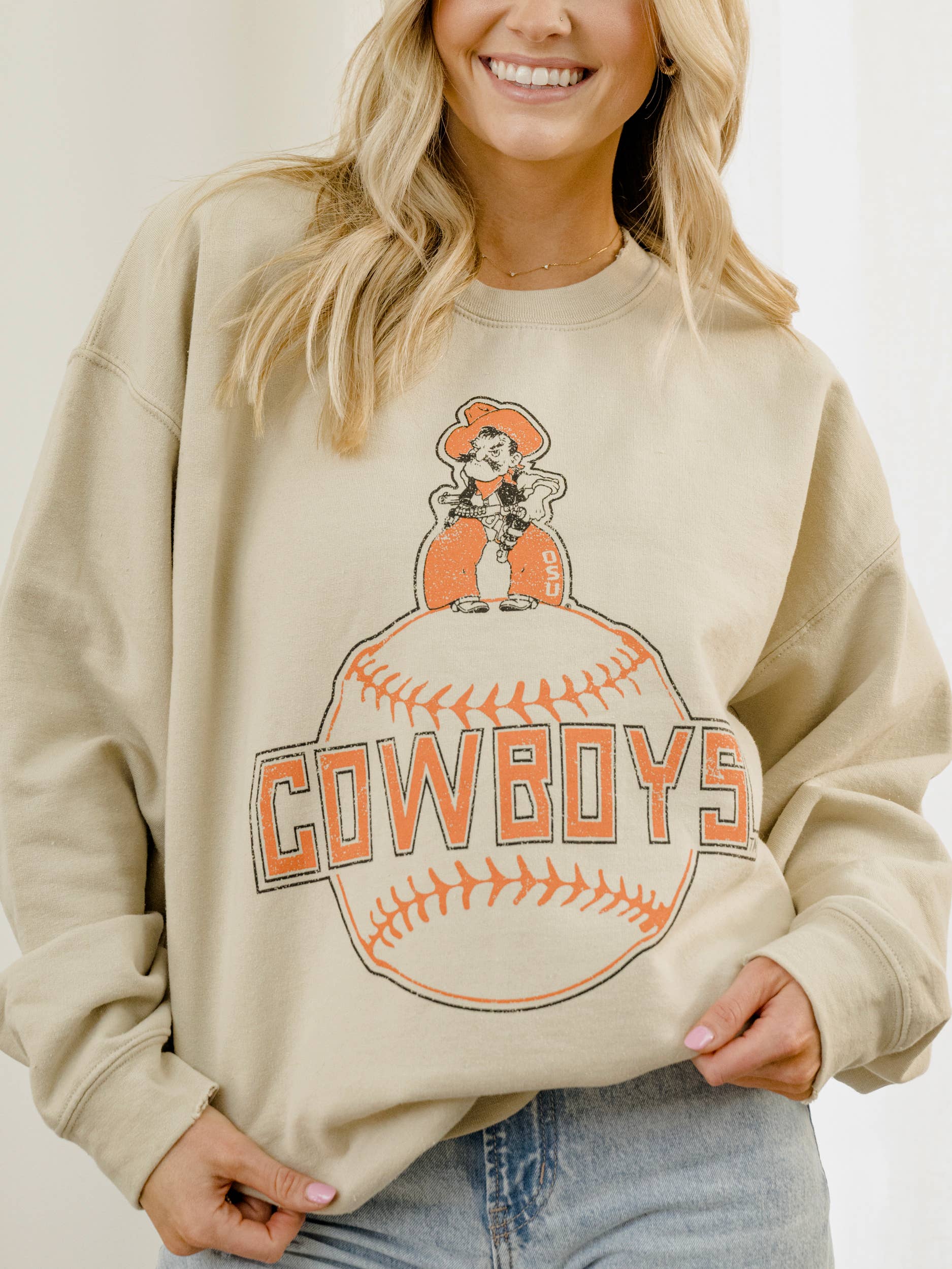 Osu Cowboys Mascot Baseball Sand Thrifted - Adult & Kids T-Shirts, Sweatshirts & Hoodies apparel design preview 1
