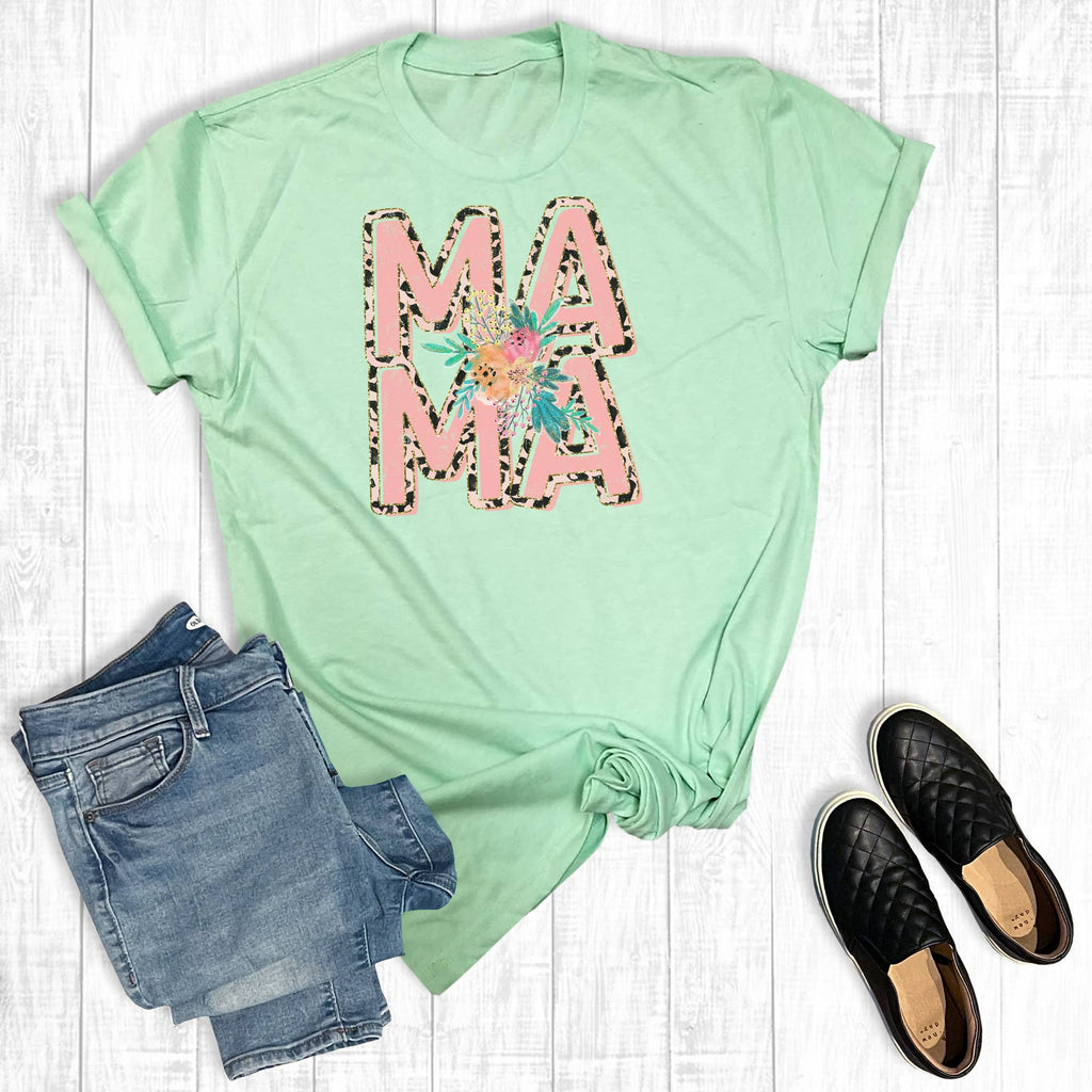 Leopard Mama Flowers Graphic - Adult & Kids T-Shirts, Sweatshirts & Hoodies apparel design preview 1