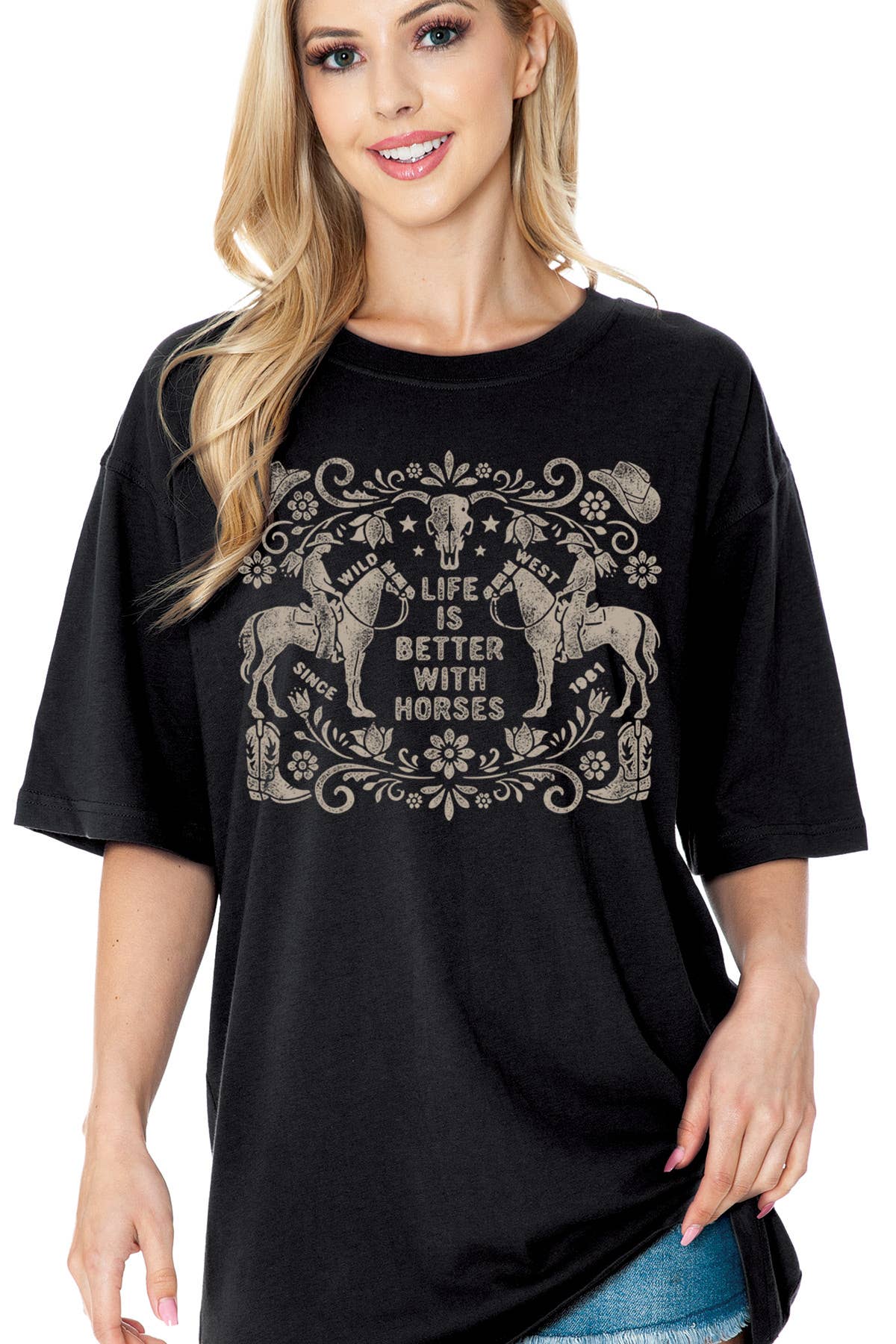 Women Cowgirl Graphic Print Oversize Loose Fit Top - Adult & Kids T-Shirts, Sweatshirts & Hoodies apparel design preview 1