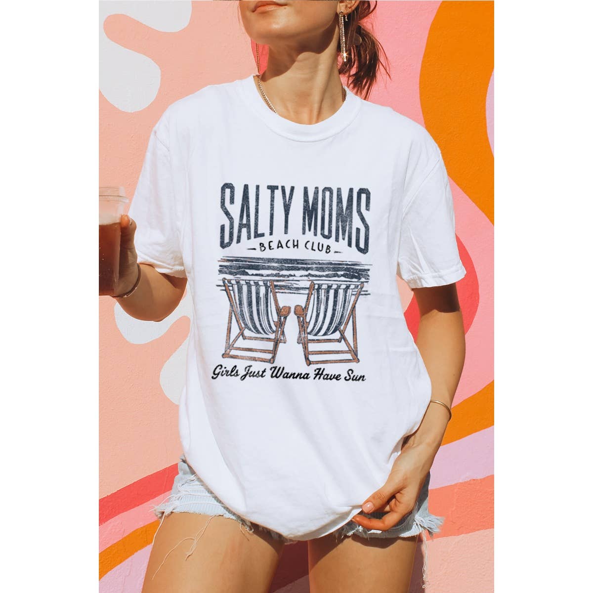 Salty Mom Beach Club Vintage Graphic Oversized - Adult & Kids T-Shirts, Sweatshirts & Hoodies apparel design preview 1