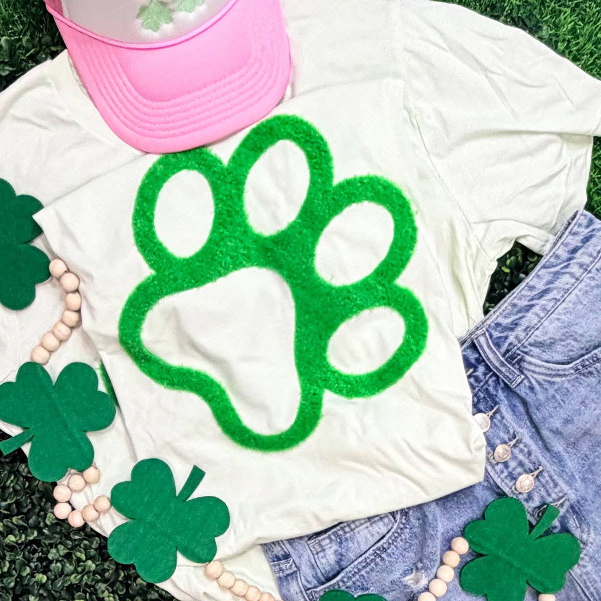 St. Patrick'S Day Paw Fluffy - Adult & Kids T-Shirts, Sweatshirts & Hoodies apparel design preview 1