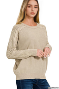 ,..0807 Washed Cable Sleeve Crewneck Sweater SI-26021 - Adult & Kids T-Shirts, Sweatshirts & Hoodies apparel design preview 1