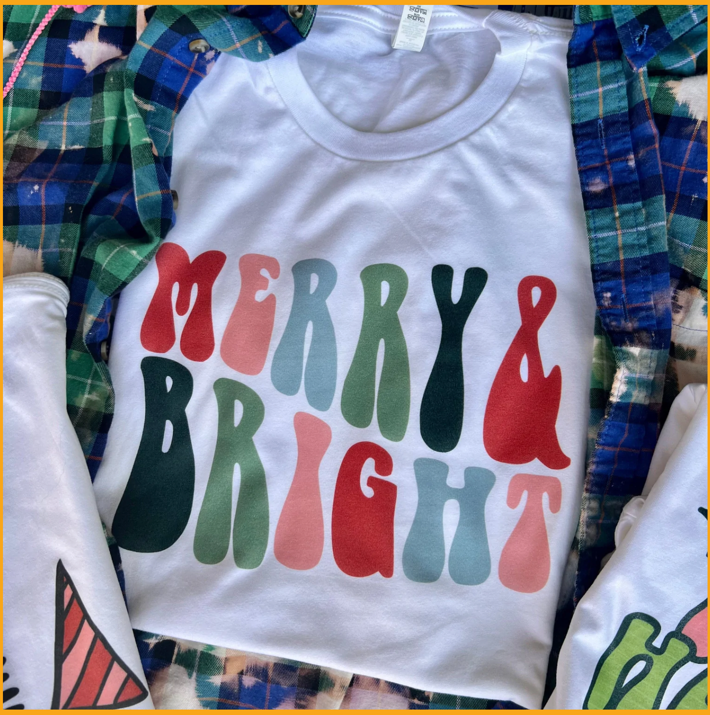 Merry and Bright Holiday - Adult & Kids T-Shirts, Sweatshirts & Hoodies apparel design preview 1