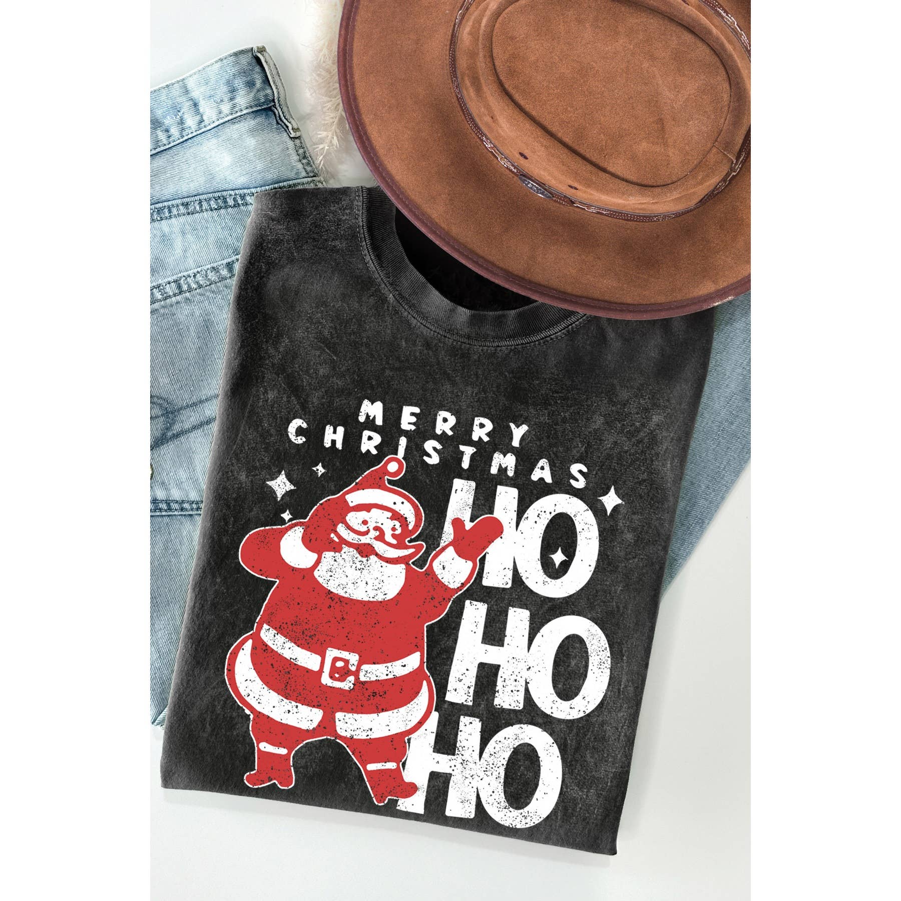 Ho Merry Christmas Mineral Wash - Adult & Kids T-Shirts, Sweatshirts & Hoodies apparel design preview 1