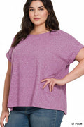 .1219 Plus Soft Melange Folded Sleeve Round Neck Top - Adult & Kids T-Shirts, Sweatshirts & Hoodies apparel design preview 1