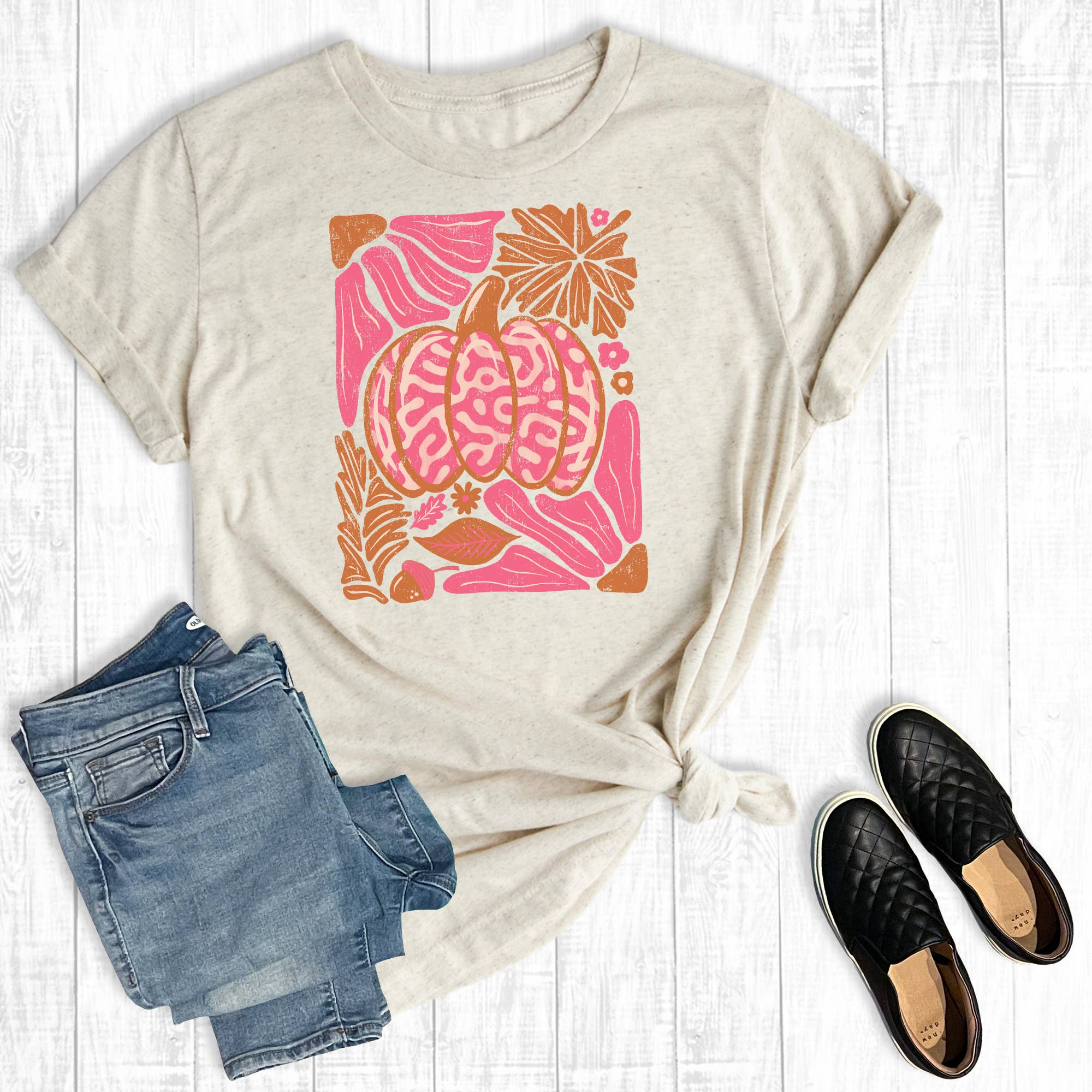 Fall Leopard Pumpkin Floral Graphic - Adult & Kids T-Shirts, Sweatshirts & Hoodies apparel design preview 1
