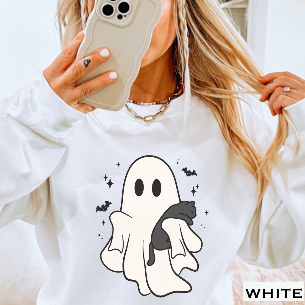 Ghost Cat Halloween 2025 Women - Adult & Kids T-Shirts, Sweatshirts & Hoodies apparel design preview 1