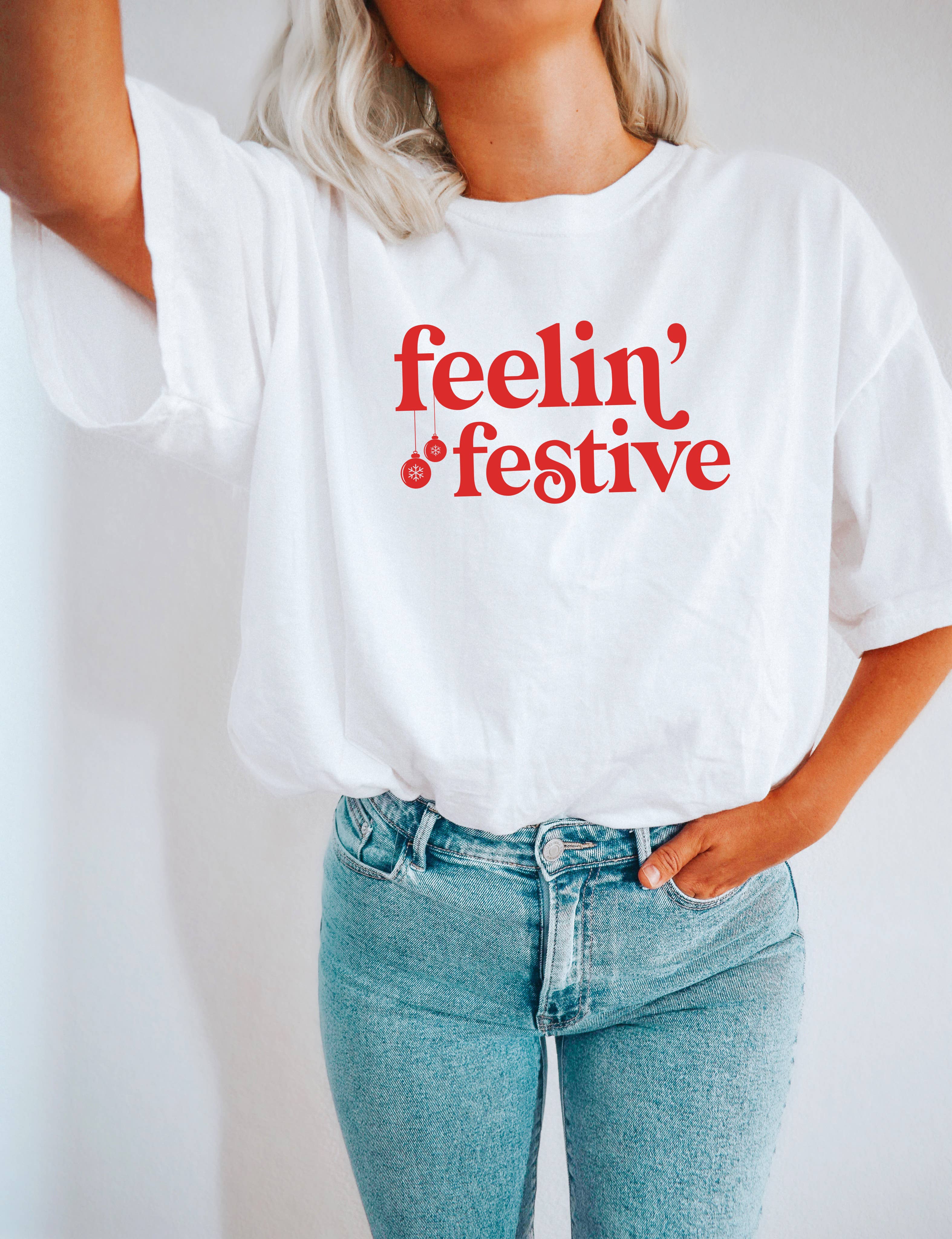 Feelin' Festive, Christmas Holiday - Adult & Kids T-Shirts, Sweatshirts & Hoodies apparel design preview 1