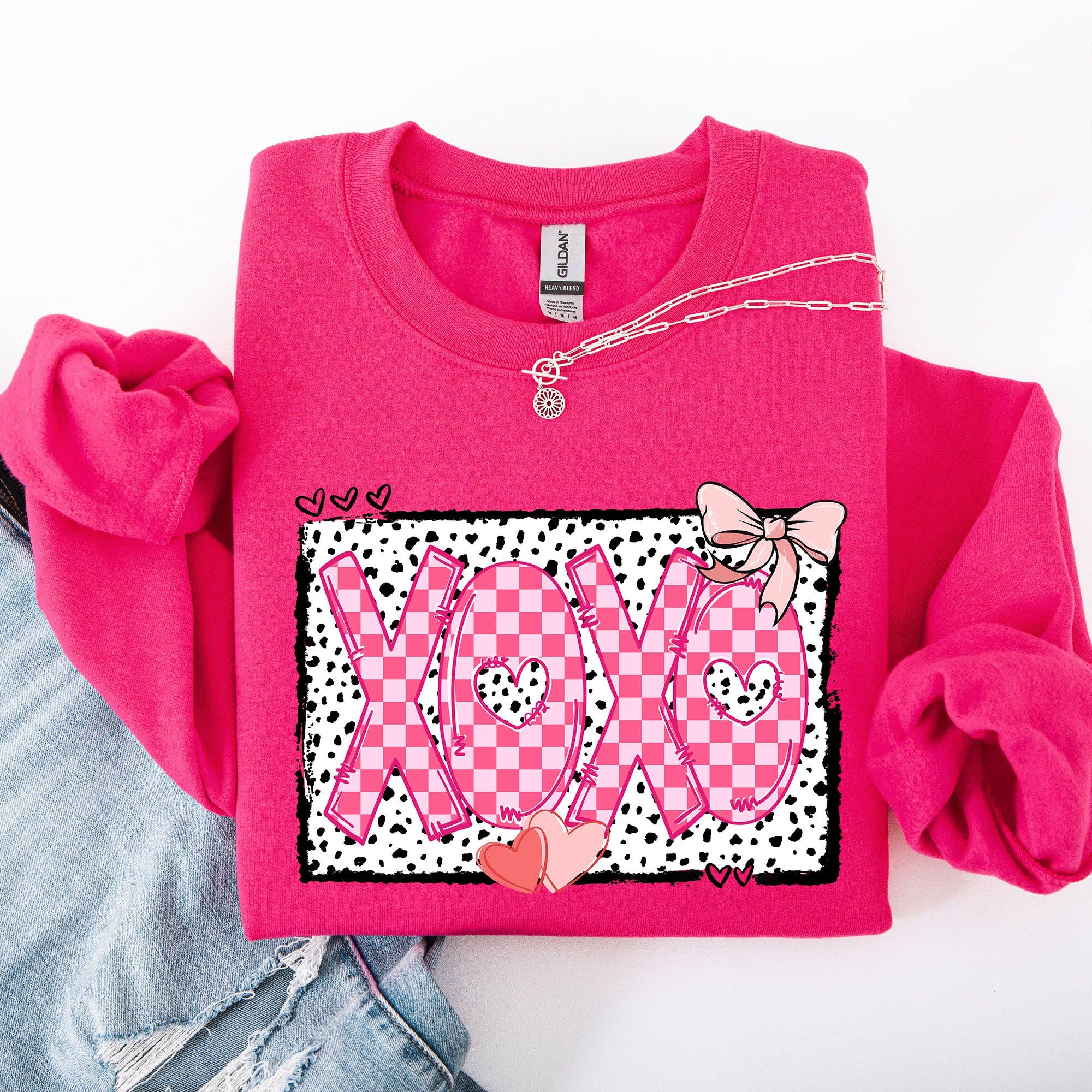 Xoxo, Valentine's Day Dalmatian Print Love Hearts - Adult & Kids T-Shirts, Sweatshirts & Hoodies apparel design preview 1