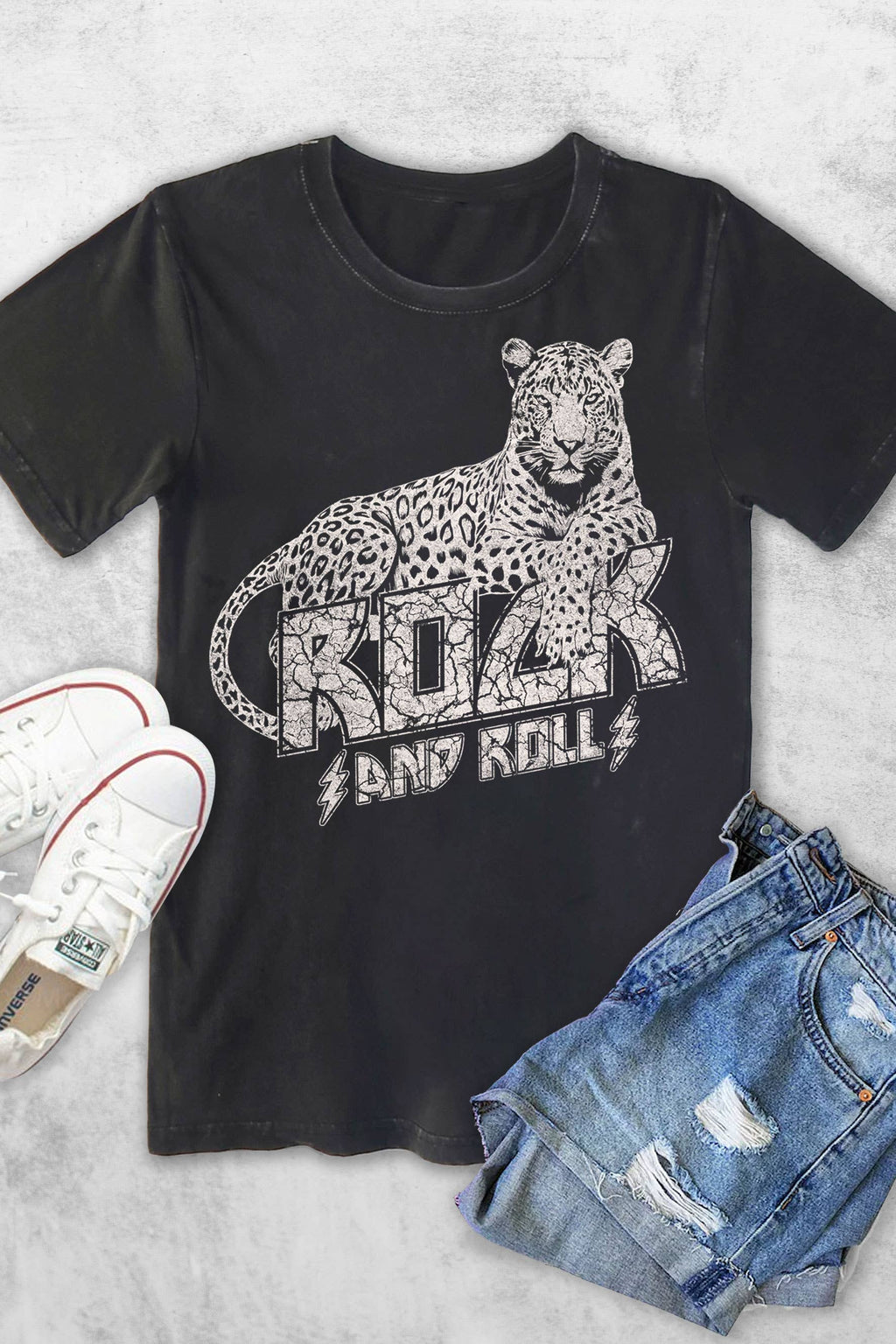 Leopard Rock and Roll Puff Graphic - Adult & Kids T-Shirts, Sweatshirts & Hoodies apparel design preview 1