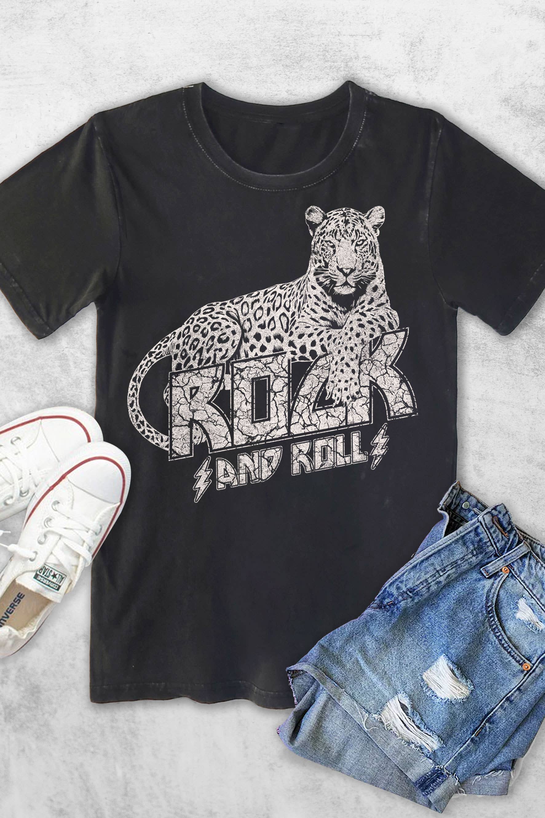 Leopard Rock and Roll Puff Graphic - Adult & Kids T-Shirts, Sweatshirts & Hoodies apparel design preview 1