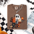 Ghost, Faux Quilt, Halloween, Cute, Trad Fall Autumn - Adult & Kids T-Shirts, Sweatshirts & Hoodies apparel design preview 1