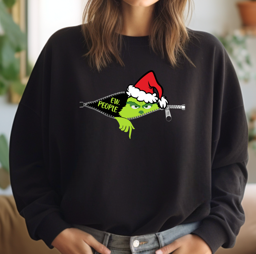 Ew People Grinch Crewneck - Adult & Kids T-Shirts, Sweatshirts & Hoodies apparel design preview 1