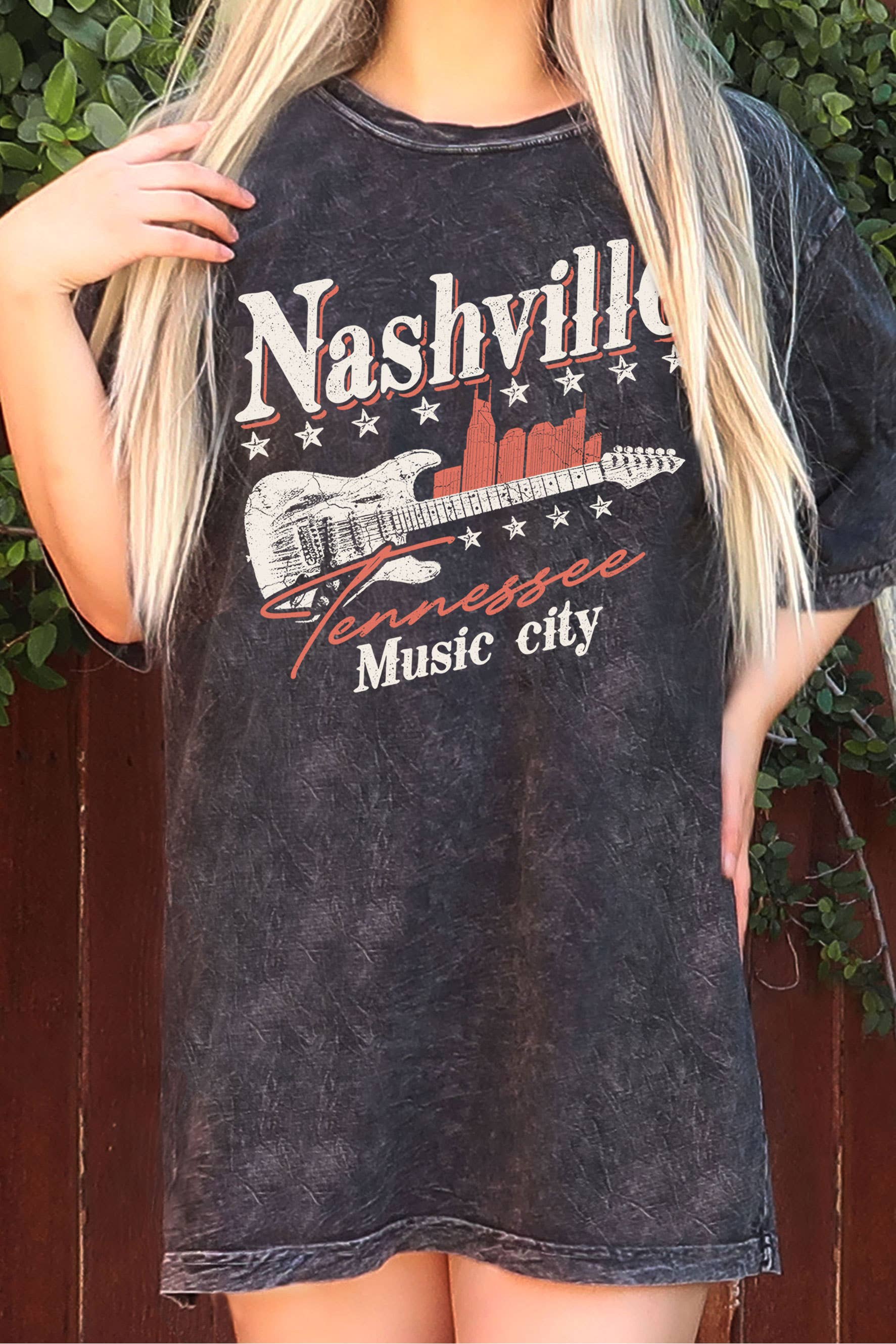 Nashville Music City Guitar Oversize Graphic - Adult & Kids T-Shirts, Sweatshirts & Hoodies apparel design preview 1